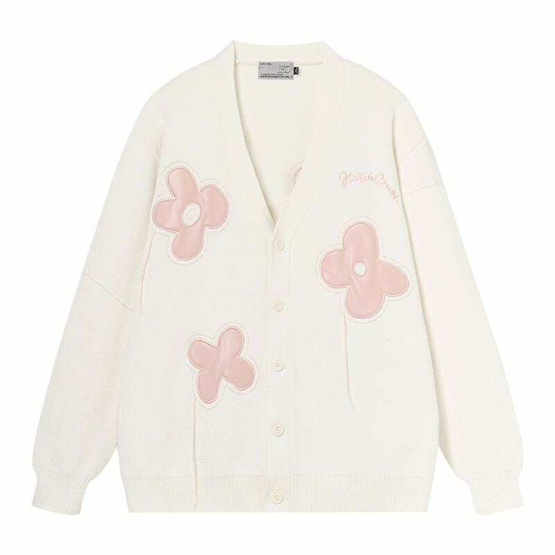 HARSH and CRUEL 'Solitary Flower' Tassel Knit Cardigan - Y2K Grunge, 90s Retro, Summer Outfits