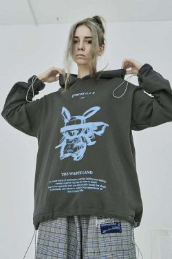 HARSH and CRUEL Blinded Monster Hoodie - Y2K Grunge, 90s Fashion, Retro Style, Gothic Y2K Outfit