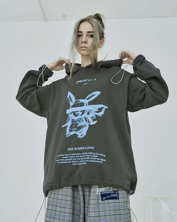 HARSH and CRUEL Blinded Monster Hoodie - Y2K Grunge, 90s Fashion, Retro Style, Gothic Y2K Outfit