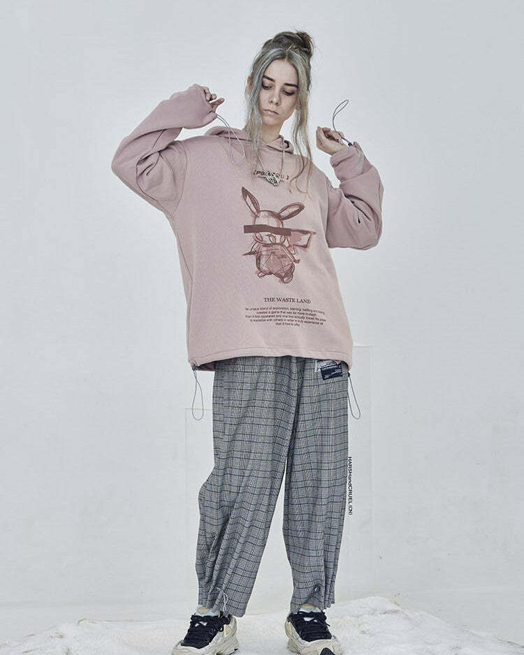 HARSH and CRUEL Blinded Monster Hoodie - Y2K Grunge, 90s Fashion, Retro Style, Gothic Y2K Outfit