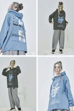 HARSH and CRUEL Blinded Monster Hoodie - Y2K Grunge, 90s Fashion, Retro Style, Gothic Y2K Outfit