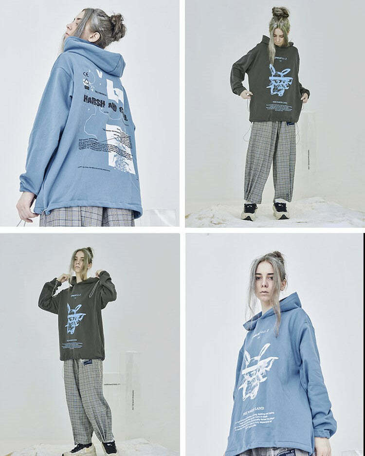 HARSH and CRUEL Blinded Monster Hoodie - Y2K Grunge, 90s Fashion, Retro Style, Gothic Y2K Outfit