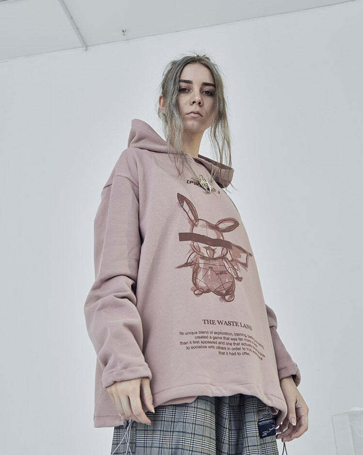 HARSH and CRUEL Blinded Monster Hoodie - Y2K Grunge, 90s Fashion, Retro Style, Gothic Y2K Outfit