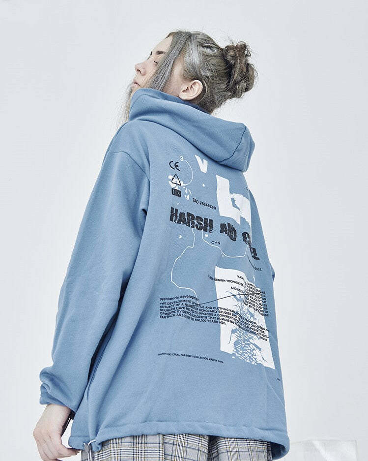 HARSH and CRUEL Blinded Monster Hoodie - Y2K Grunge, 90s Fashion, Retro Style, Gothic Y2K Outfit