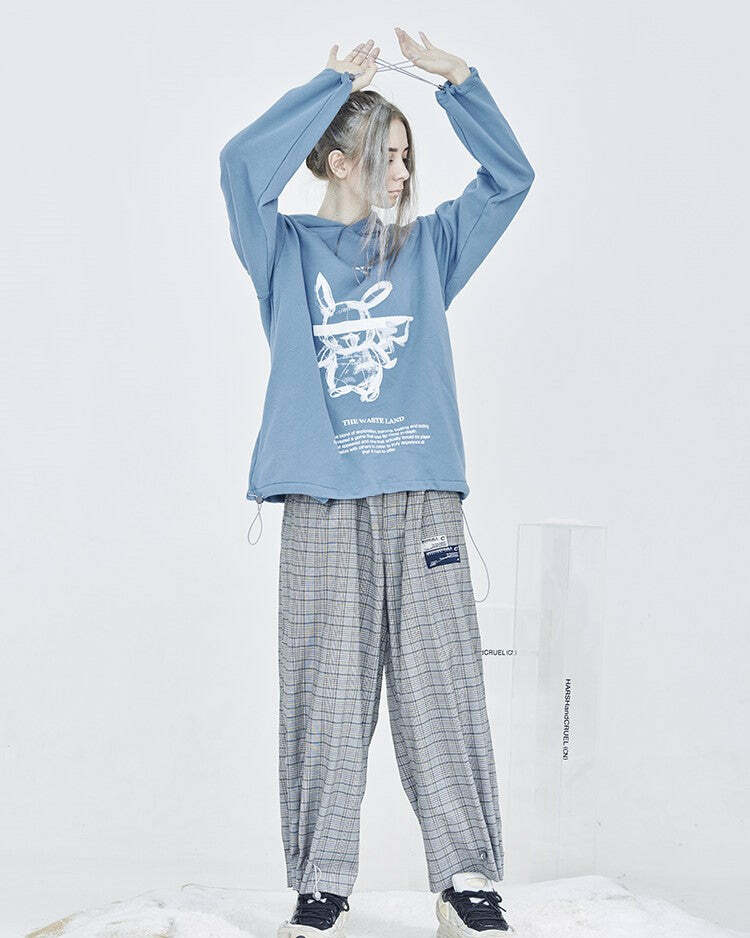 HARSH and CRUEL Blinded Monster Hoodie - Y2K Grunge, 90s Fashion, Retro Style, Gothic Y2K Outfit
