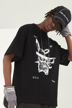 HARSH and CRUEL Blinded Monster Outline Tee - Y2K Grunge, 90s Fashion, Retro Style, Gothic Y2K