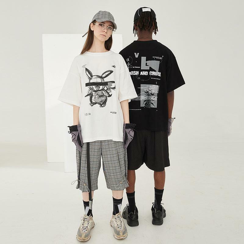 HARSH and CRUEL Blinded Monster Outline Tee - Y2K Grunge, 90s Fashion, Retro Style, Gothic Y2K