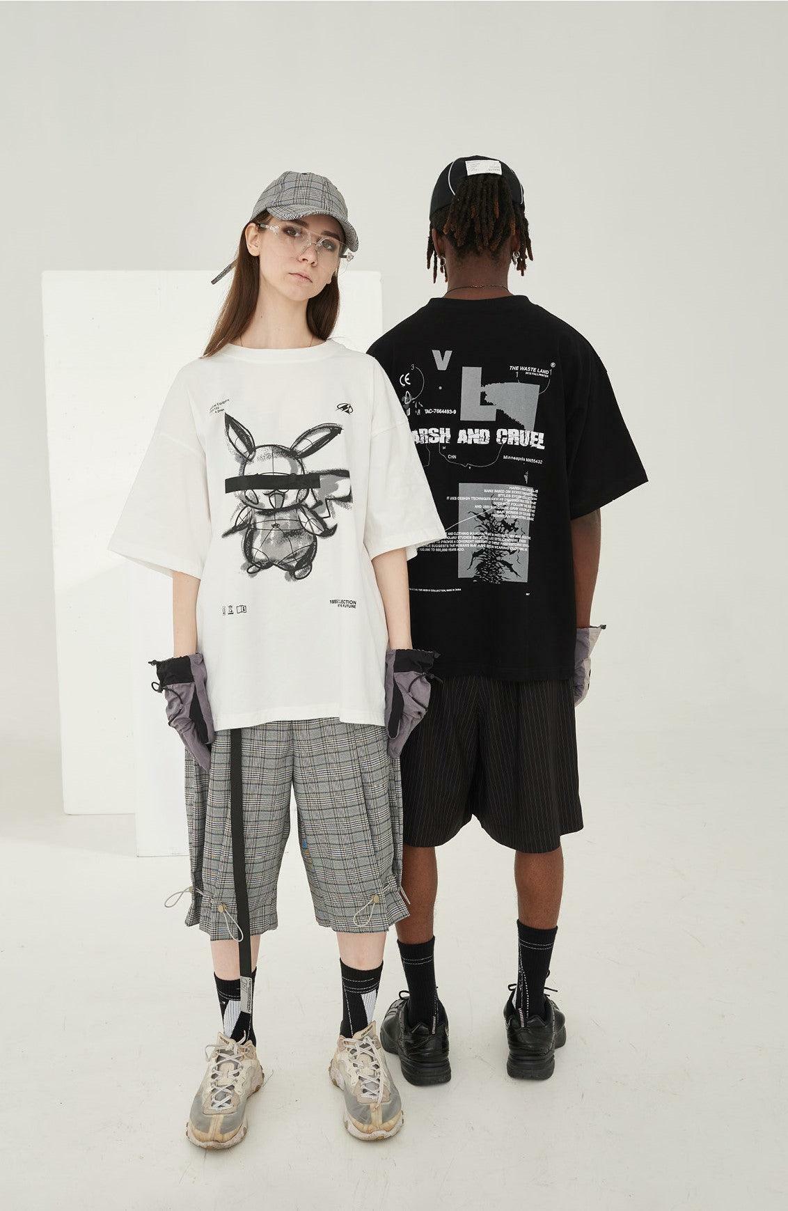 HARSH and CRUEL Blinded Monster Outline Tee - Y2K Grunge, 90s Fashion, Retro Style, Gothic Y2K