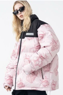 HARSH and CRUEL Blinded Monsters Puffer Jacket - Y2K Grunge, 90s Fashion, Retro Style, Gothic Y2K