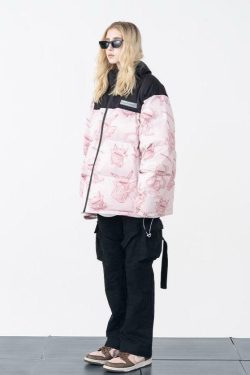 HARSH and CRUEL Blinded Monsters Y2K Puffer Jacket - 90s Grunge, Retro, Gothic Y2K Fashion