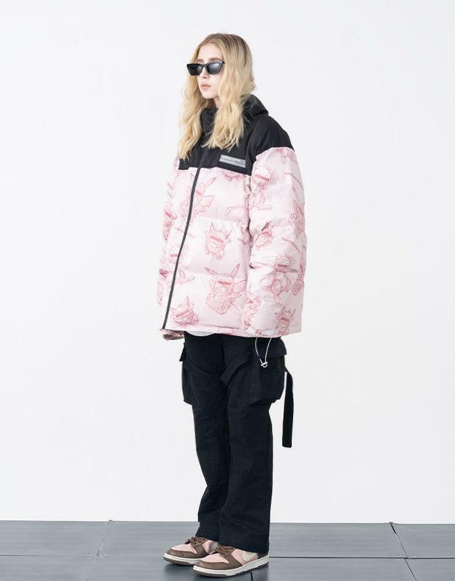 HARSH and CRUEL Blinded Monsters Y2K Puffer Jacket - 90s Grunge, Retro, Gothic Y2K Fashion