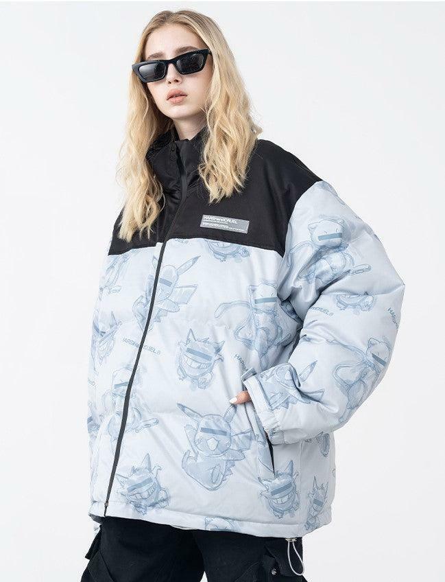 HARSH and CRUEL Blinded Monsters Y2K Puffer Jacket - 90s Grunge, Retro, Gothic Y2K Fashion