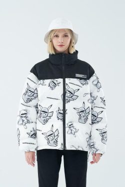 HARSH and CRUEL Blinded Monsters Y2K Puffer Jacket - 90s Grunge, Retro, Gothic Y2K Fashion