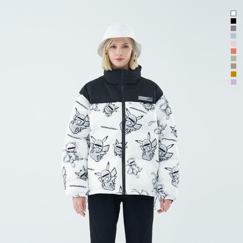 HARSH and CRUEL Blinded Monsters Y2K Puffer Jacket - 90s Grunge, Retro, Gothic Y2K Fashion