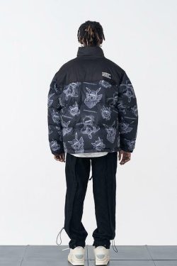 HARSH and CRUEL Blinded Monsters Y2K Puffer Jacket - 90s Grunge, Retro, Gothic Y2K Fashion