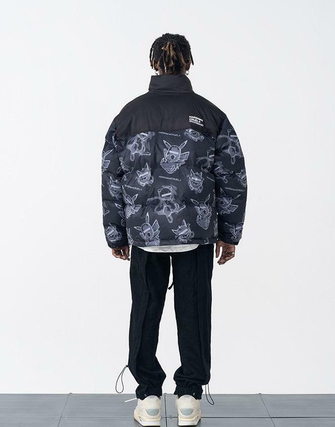 HARSH and CRUEL Blinded Monsters Y2K Puffer Jacket - 90s Grunge, Retro, Gothic Y2K Fashion