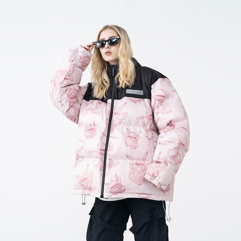 HARSH and CRUEL Blinded Monsters Y2K Puffer Jacket - 90s Grunge, Retro, Gothic Y2K Fashion