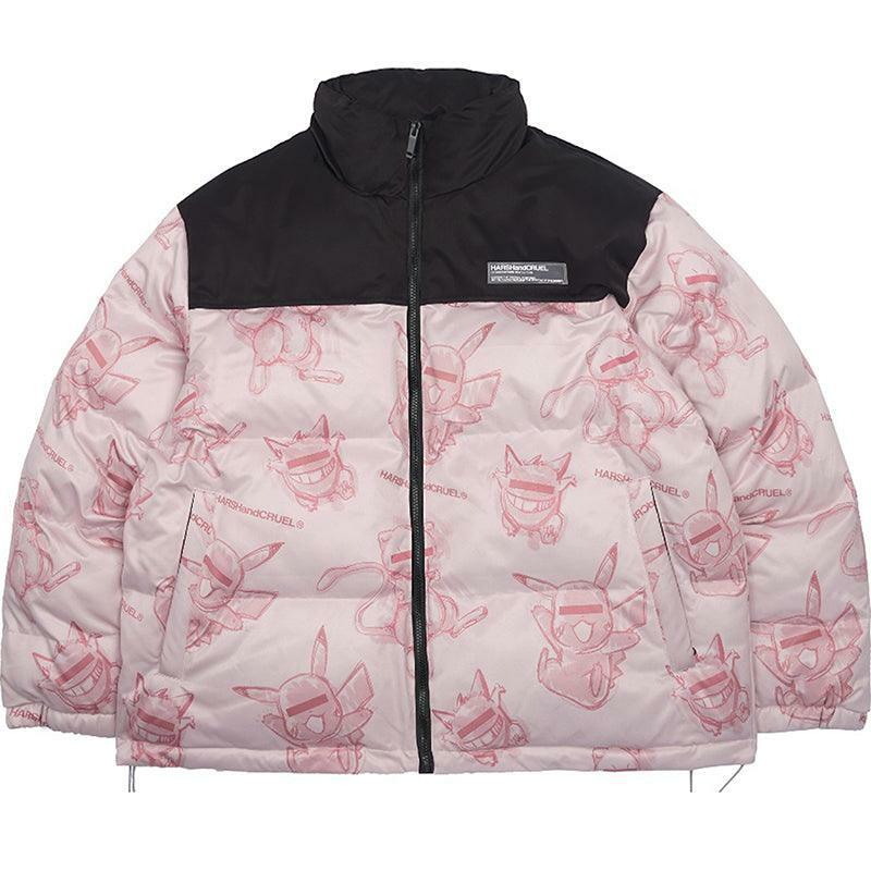 HARSH and CRUEL Blinded Monsters Y2K Puffer Jacket - 90s Grunge, Retro, Gothic Y2K Fashion