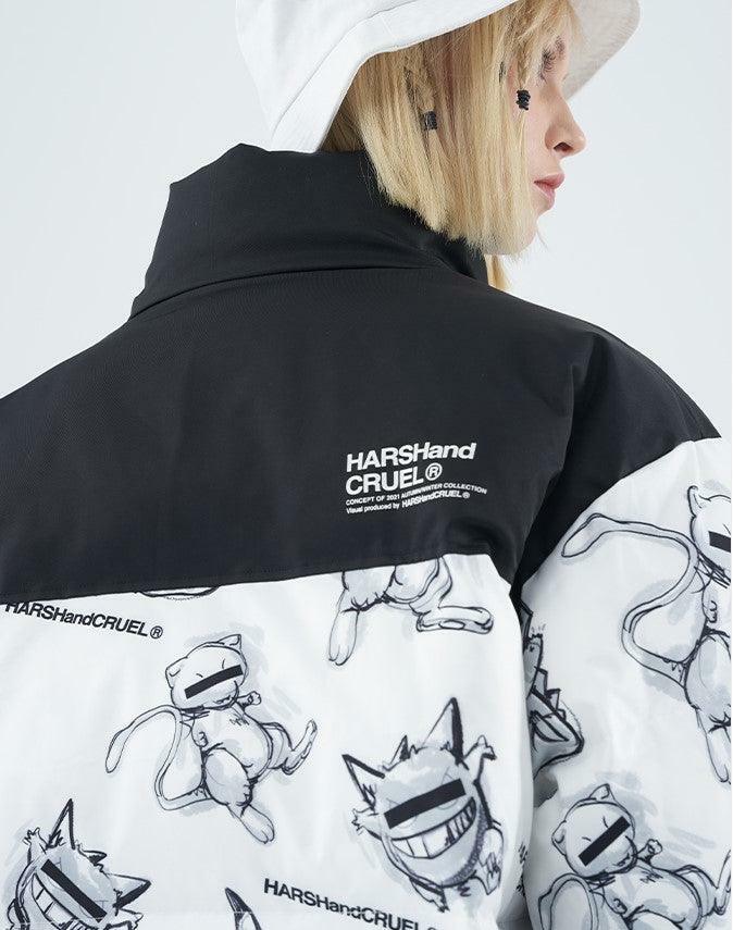 HARSH and CRUEL Blinded Monsters Y2K Puffer Jacket - 90s Grunge, Retro, Gothic Y2K Fashion
