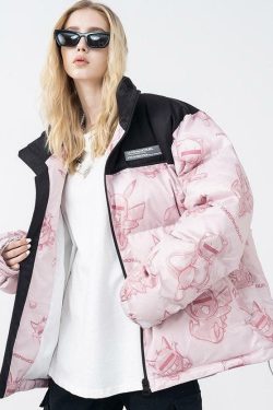 HARSH and CRUEL Blinded Monsters Y2K Puffer Jacket - 90s Grunge, Retro, Gothic Y2K Fashion