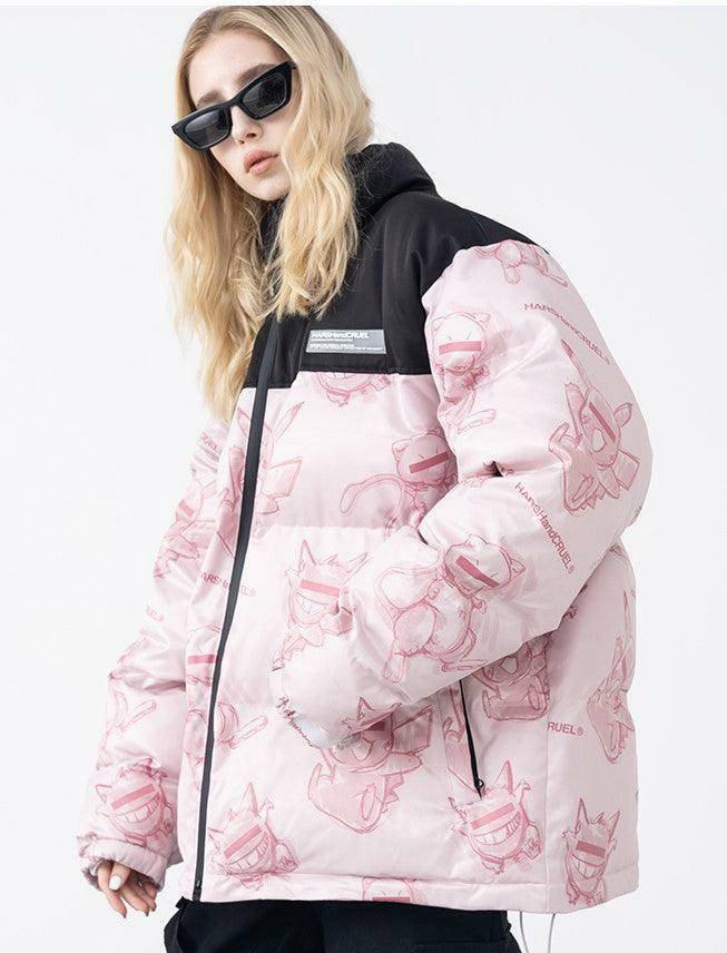 HARSH and CRUEL Blinded Monsters Y2K Puffer Jacket - 90s Grunge, Retro, Gothic Y2K Fashion