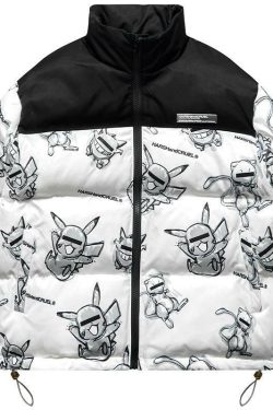 HARSH and CRUEL Blinded Monsters Y2K Puffer Jacket - 90s Grunge, Retro, Gothic Y2K Fashion