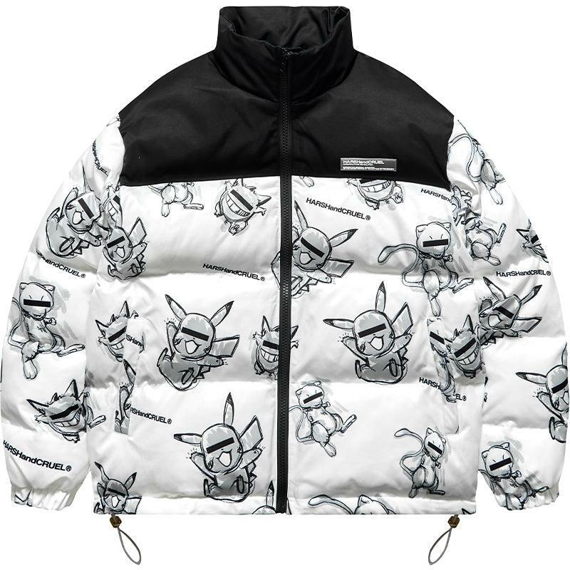 HARSH and CRUEL Blinded Monsters Y2K Puffer Jacket - 90s Grunge, Retro, Gothic Y2K Fashion
