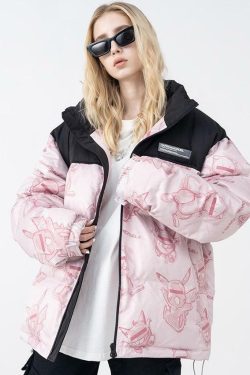HARSH and CRUEL Blinded Monsters Y2K Puffer Jacket - 90s Grunge, Retro, Gothic Y2K Fashion