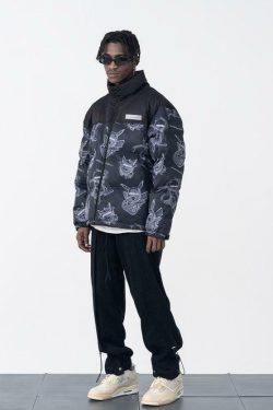 HARSH and CRUEL Blinded Monsters Y2K Puffer Jacket - 90s Grunge, Retro, Gothic Y2K Fashion