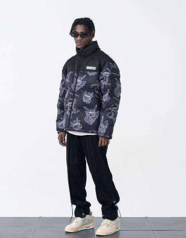 HARSH and CRUEL Blinded Monsters Y2K Puffer Jacket - 90s Grunge, Retro, Gothic Y2K Fashion