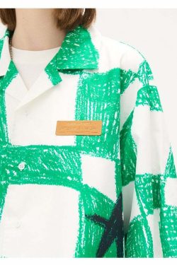 HARSH and CRUEL Checkered Button-Up - Y2K Grunge 90s Fashion, Retro Summer Outfit, Gothic Y2K Style