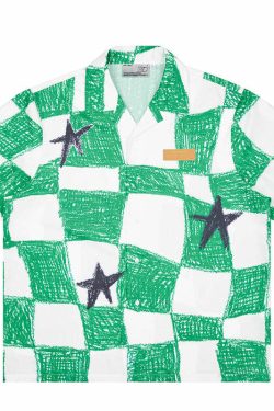 HARSH and CRUEL Checkered Button-Up - Y2K Grunge 90s Fashion, Retro Summer Outfit, Gothic Y2K Style