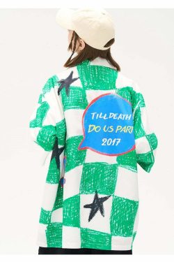 HARSH and CRUEL Checkered Button-Up - Y2K Grunge 90s Fashion, Retro Summer Outfit, Gothic Y2K Style