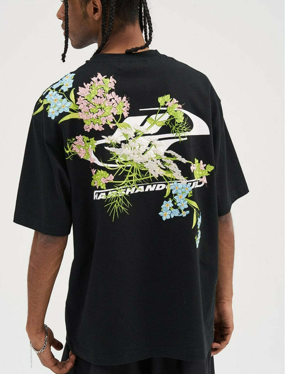 HARSH and CRUEL Embroidered 'Bloom' Tee - Y2K Summer, 90s Fashion, Grunge, Retro, Pastel