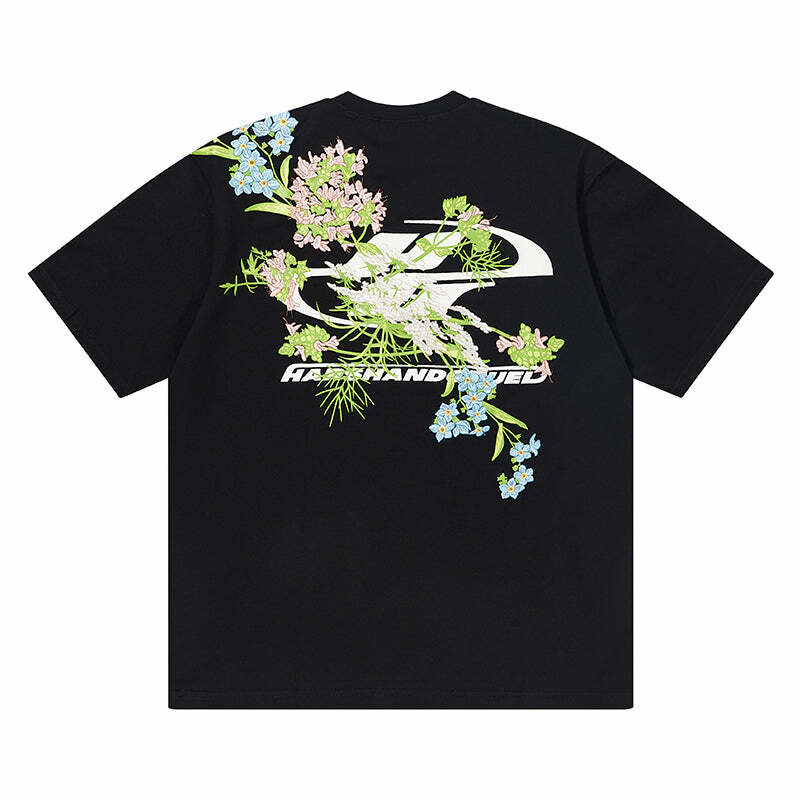 HARSH and CRUEL Embroidered 'Bloom' Tee - Y2K Summer, 90s Fashion, Grunge, Retro, Pastel