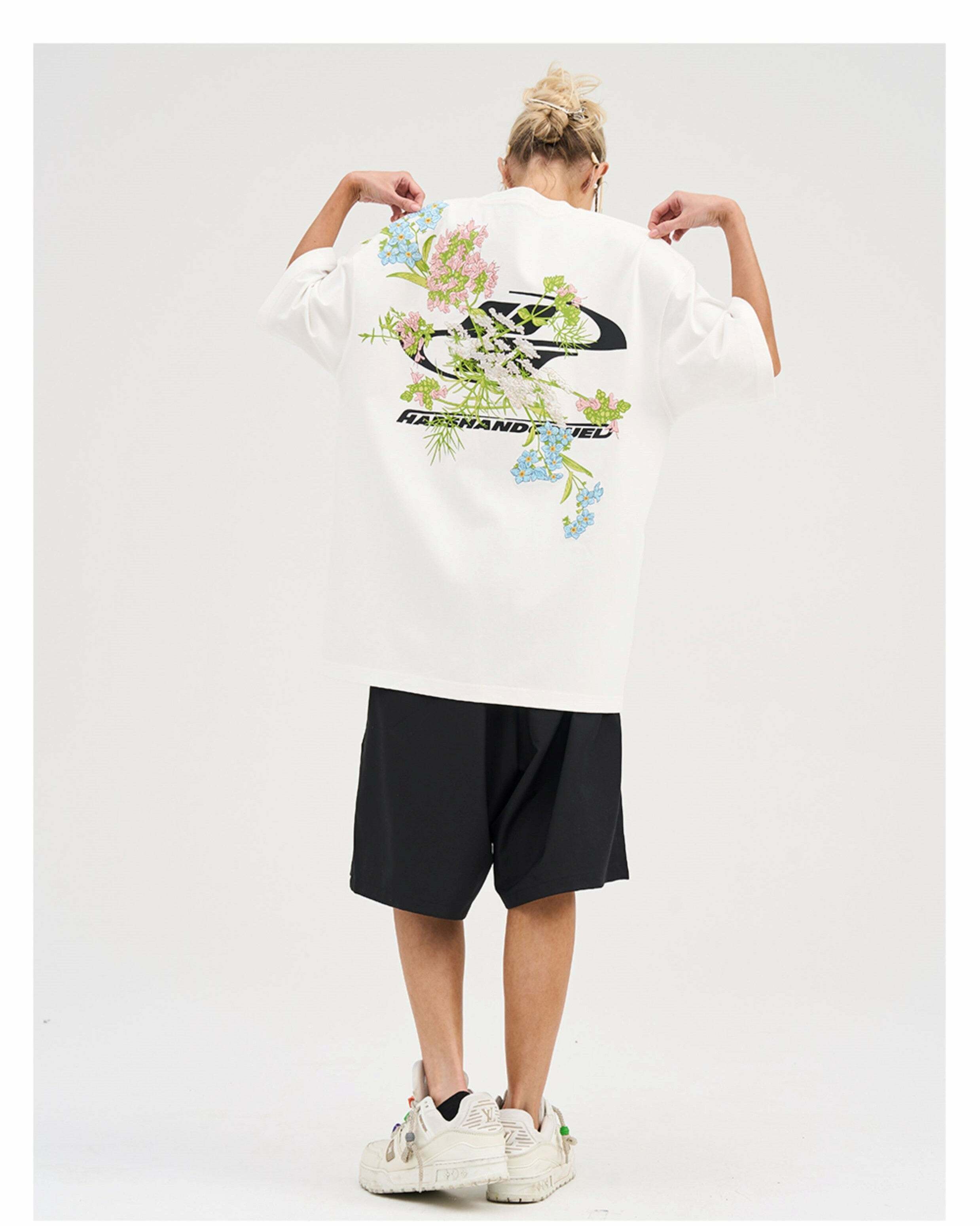HARSH and CRUEL Embroidered 'Bloom' Tee - Y2K Summer, 90s Fashion, Grunge, Retro, Pastel