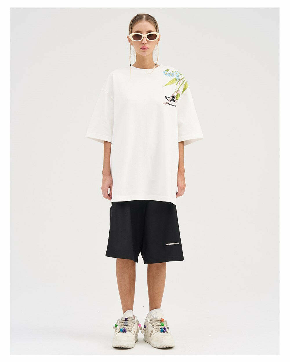 HARSH and CRUEL Embroidered 'Bloom' Tee - Y2K Summer, 90s Fashion, Grunge, Retro, Pastel