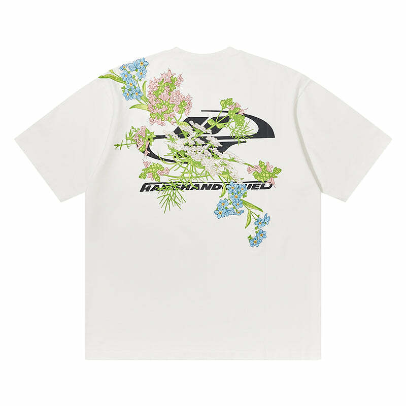 HARSH and CRUEL Embroidered 'Bloom' Tee - Y2K Summer, 90s Fashion, Grunge, Retro, Pastel