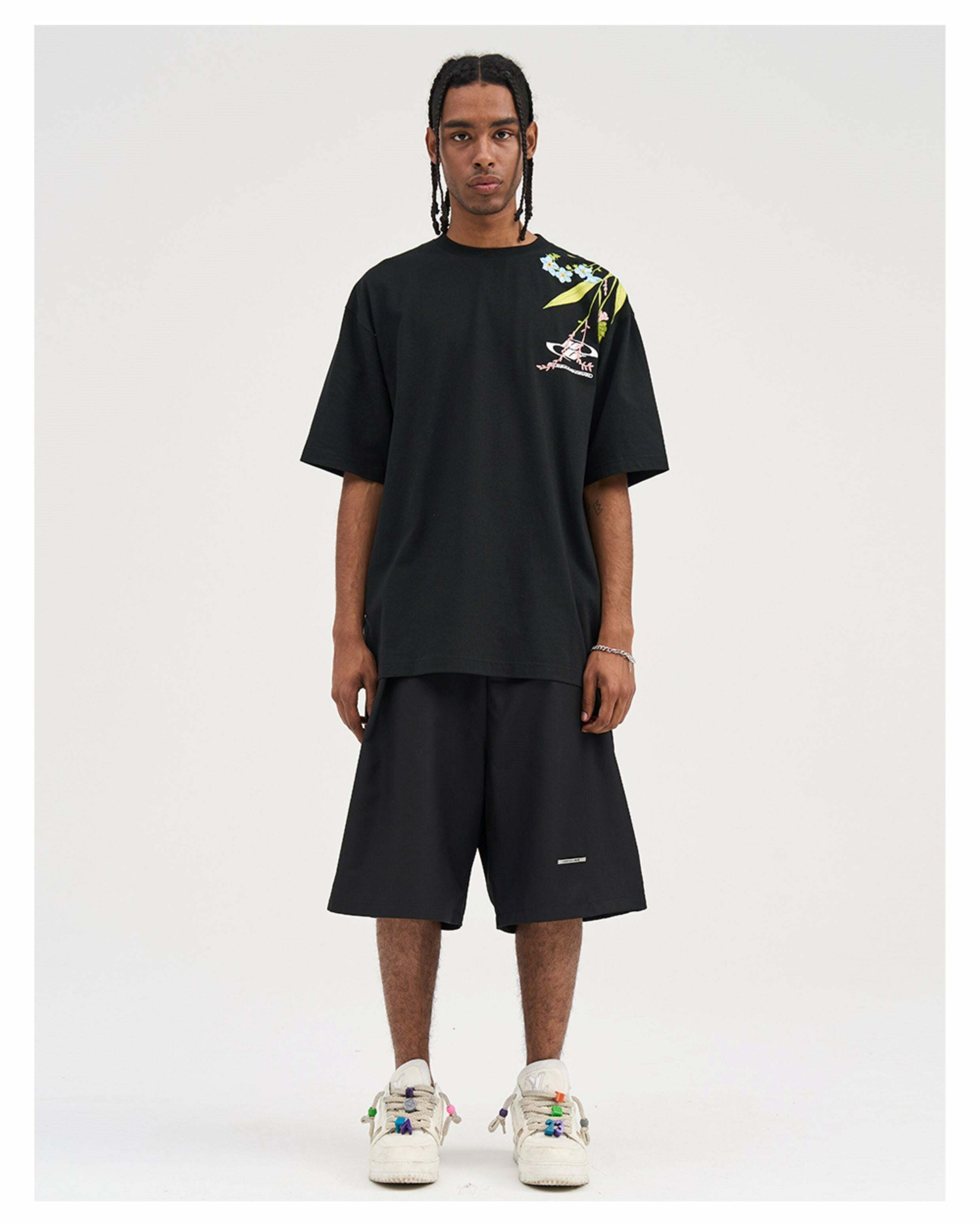 HARSH and CRUEL Embroidered 'Bloom' Tee - Y2K Summer, 90s Fashion, Grunge, Retro, Pastel