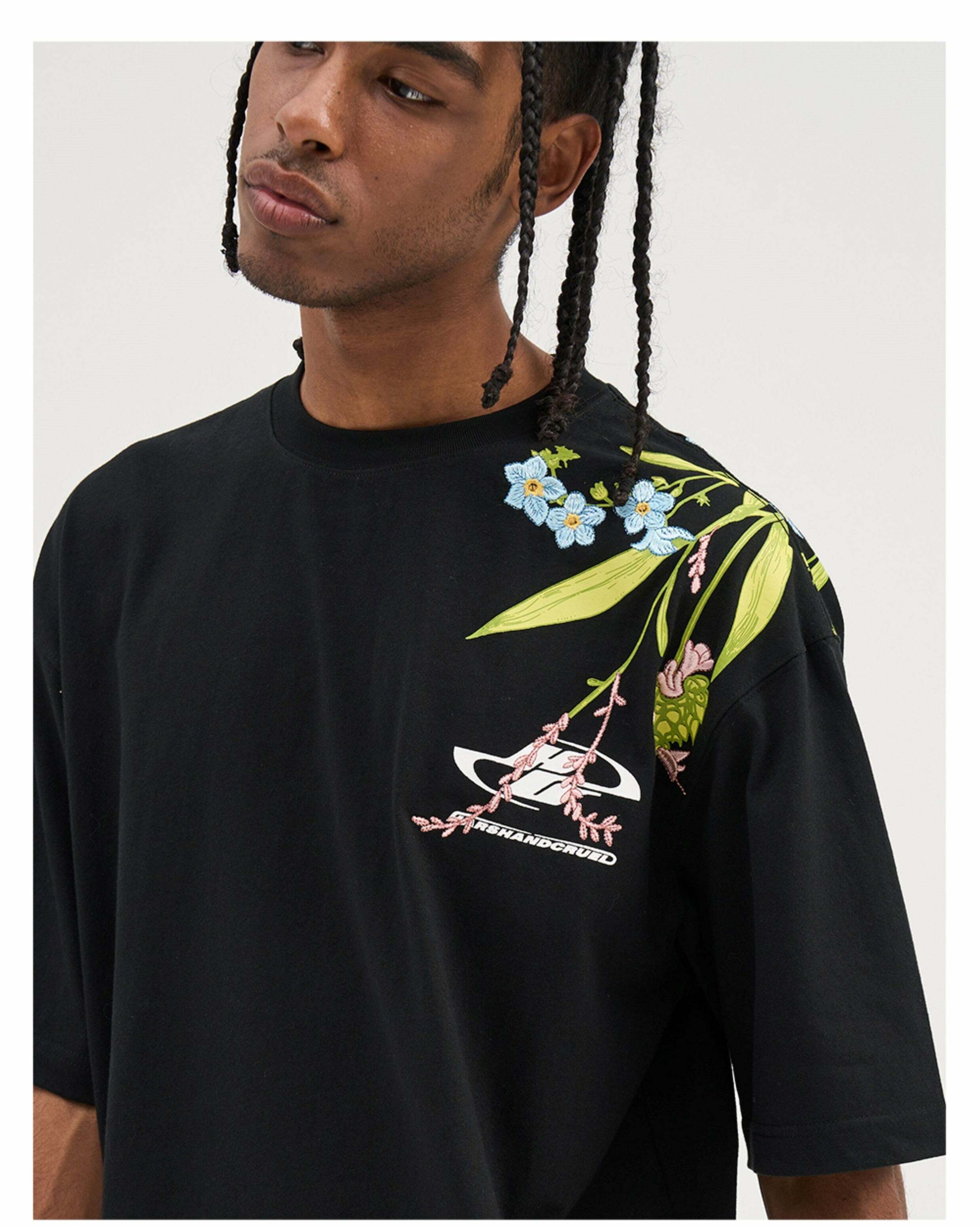 HARSH and CRUEL Embroidered 'Bloom' Tee - Y2K Summer, 90s Fashion, Grunge, Retro, Pastel