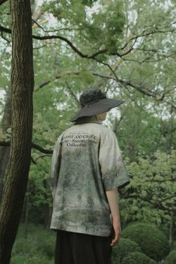 HARSH and CRUEL Painted Autumn Button-Up - Y2K Summer, 90s Fashion, Grunge, Retro, Pastel Goth