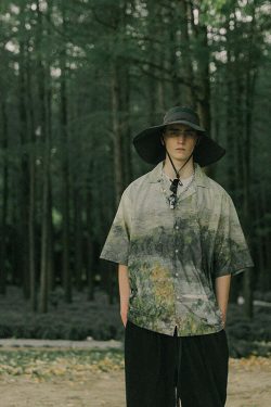HARSH and CRUEL Painted Autumn Button-Up - Y2K Summer, 90s Fashion, Grunge, Retro, Pastel Goth
