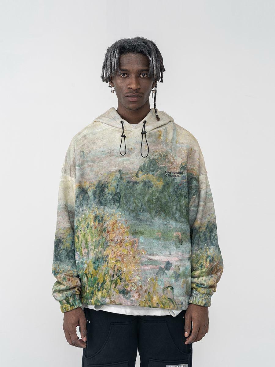HARSH and CRUEL Painted Autumn Hoodie - Y2K Grunge, 90s Fashion, Retro Style, Pastel Goth Outfit
