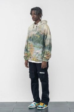 HARSH and CRUEL Painted Autumn Hoodie - Y2K Grunge, 90s Fashion, Retro Style, Pastel Goth Outfit