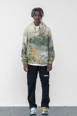 HARSH and CRUEL Painted Autumn Hoodie - Y2K Grunge, 90s Fashion, Retro Style, Pastel Goth Outfit