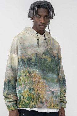 HARSH and CRUEL Painted Autumn Hoodie - Y2K Grunge, 90s Fashion, Retro Style, Pastel Goth Outfit