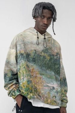 HARSH and CRUEL Painted Autumn Hoodie - Y2K Grunge, 90s Fashion, Retro Style, Pastel Goth Outfit