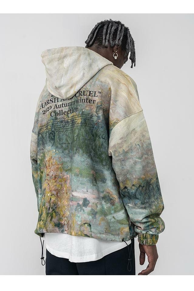 HARSH and CRUEL Painted Autumn Hoodie - Y2K Grunge, 90s Fashion, Retro Style, Pastel Goth Outfit