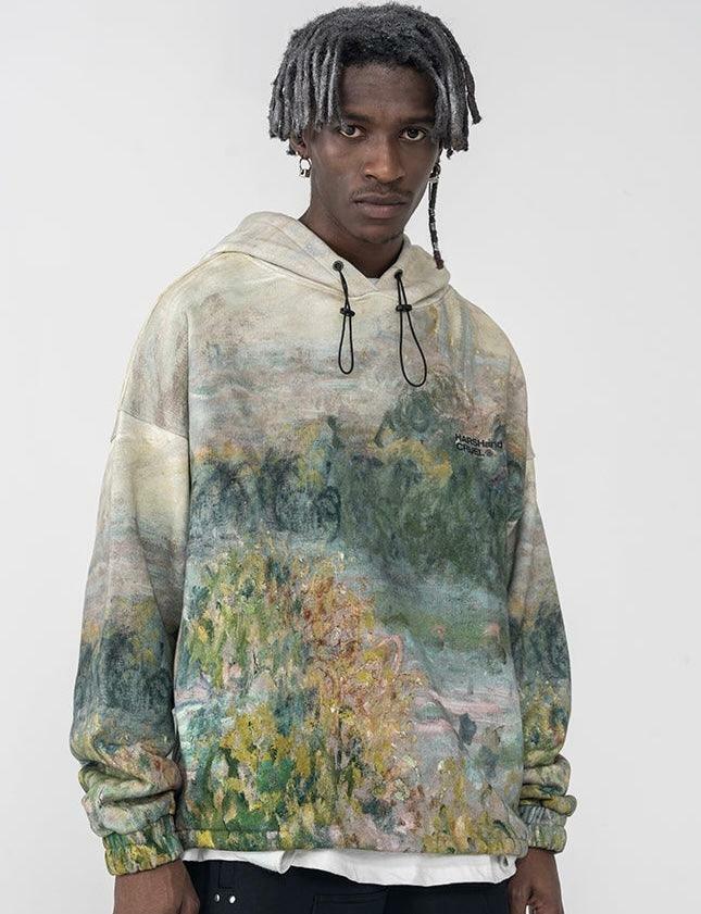 HARSH and CRUEL Painted Autumn Hoodie - Y2K Grunge, 90s Fashion, Retro Style, Pastel Goth Outfit