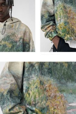 HARSH and CRUEL Painted Autumn Hoodie - Y2K Grunge, 90s Fashion, Retro Style, Pastel Goth Outfit